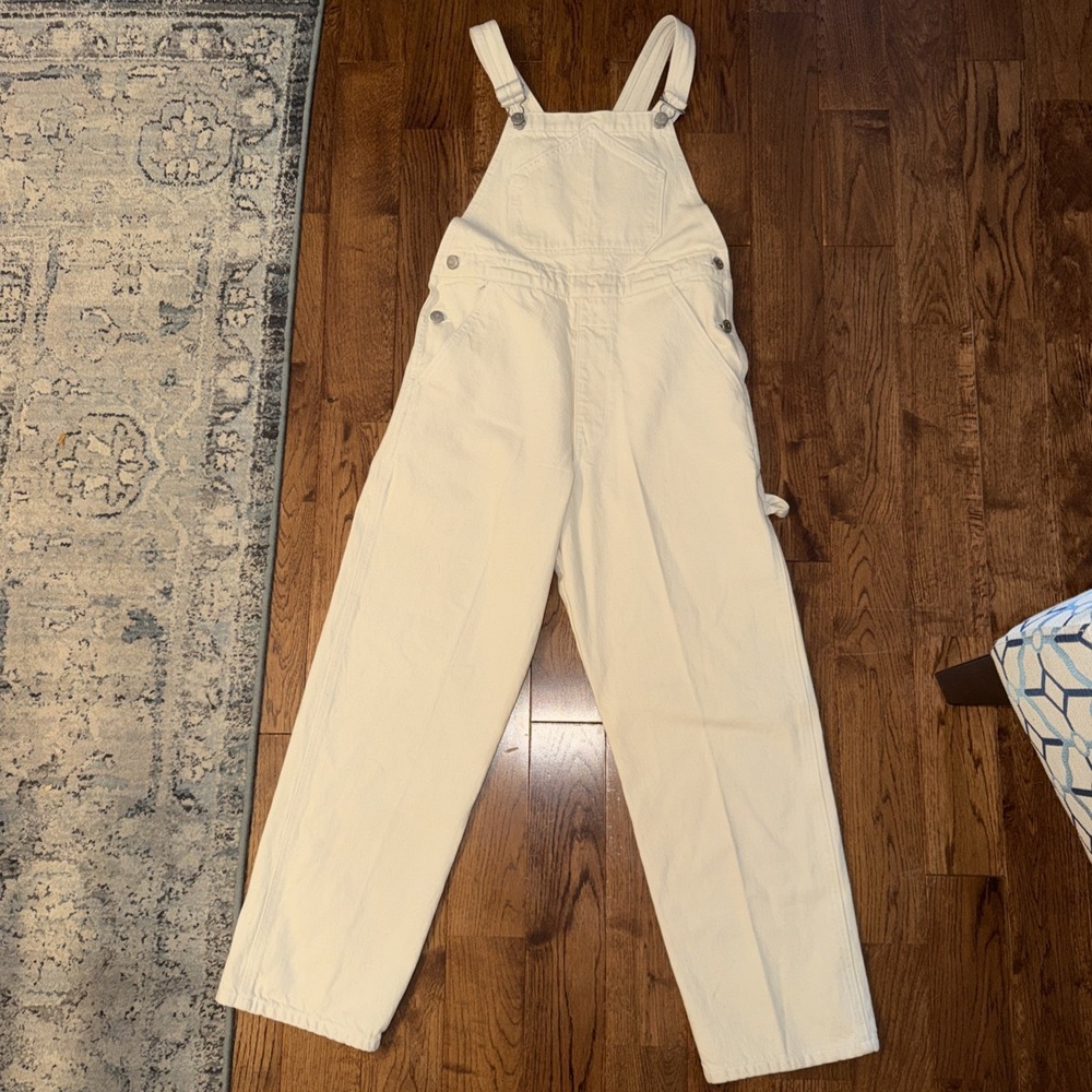 Shaina Mote Carpenter Ivory Denim Overalls Women's Size XS Prairie Boho